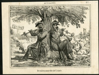 Illustrasjon av Cham (1819-1879) i The Charivari - Siste Krim-nyheter - Krig, musikk, krim (Krimkrigen) av Amédée de Noé