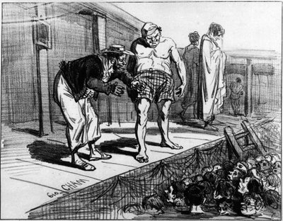 bad i Paris; Tegneserie av Cham. av Amédée de Noé