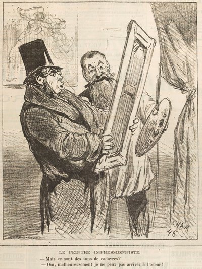 Den impresjonistiske maleren: Men disse er liktoner..., 1877. av Cham