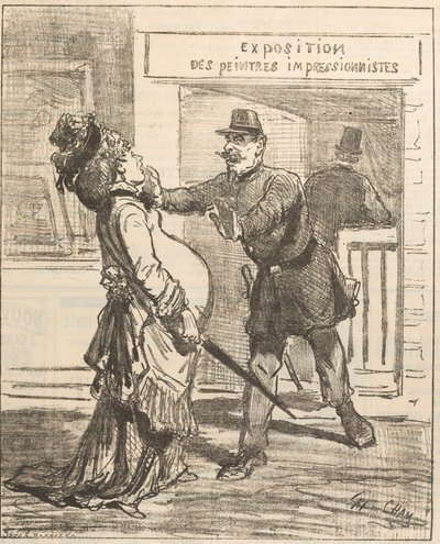 Frue, det er ikke tilrådelig å gå inn!. Le Charivari, 16. april 1877, 1877. av Cham