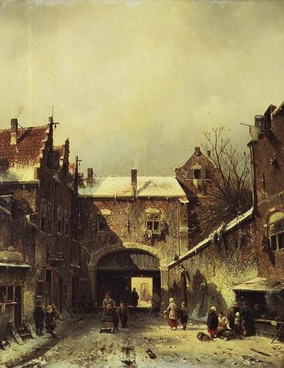 En nederlandsk by om vinteren av Charles Henri Joseph Leickert