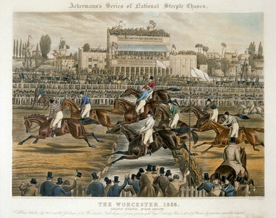 The Royal Birthday Stakes, Worcester, 14. mars 1856: Grand Stand (litho-farge) av Charles Hunt