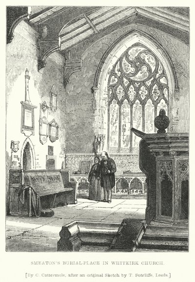 Smeatons gravsted i Whitkirk Church (gravering) av Charles (after) Cattermole