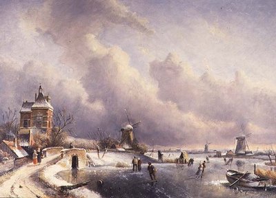 Et vinterlandskap av Charles (circle of) Leickert