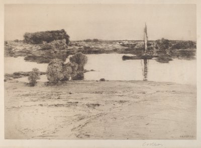 Uten tittel (elvescene med båt) av Charles A. Platt
