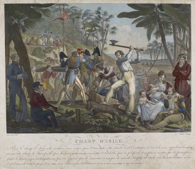Champ d'Asile, ca. 1818 (håndfarget gravering) av Charles Abraham (after) Chasselat