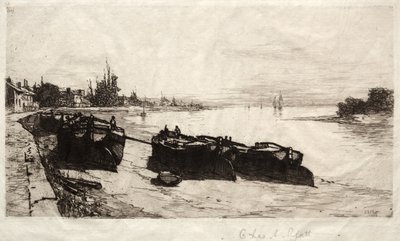 Mud Boats on Themsen, 1883. av Charles Adams Platt