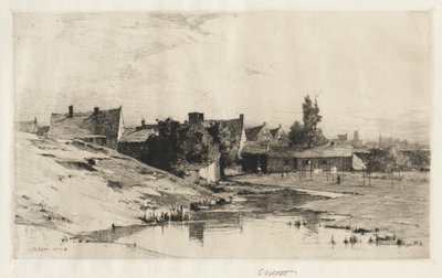 Gamle hus nær Brugge, 1884-1888. av Charles Adams Platt
