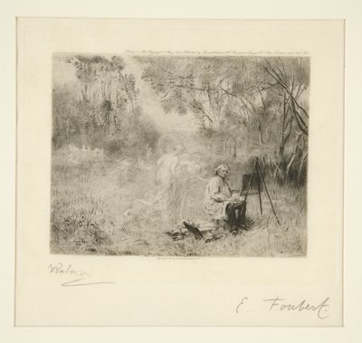 Corot Maleri: Etter Foubert av Charles Albert Waltner