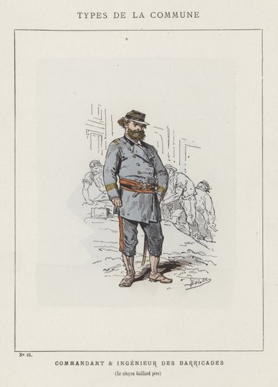 Kommandør og ingeniør for barrikadene, borger Gaillard pere av Charles Albert d Arnoux Bertall