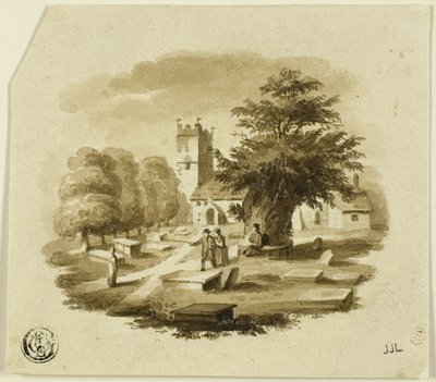Figurer på kirkegården ved kirken av Charles Alfred Stothard