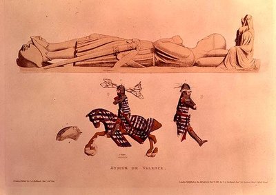 Gravbilde av ridderen Aymer De Valence, jarl av Pembroke (d.1324), pub. 1811 av Charles Alfred Stothard