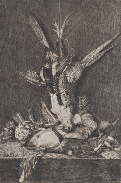 Jaktpokal med fuglevilt og artisjokk, 1850-1900. av Charles Alphonse Deblois