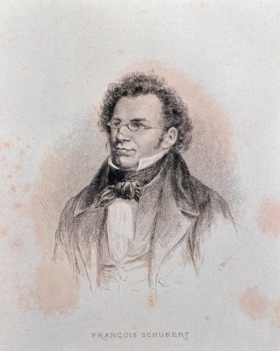 Portrett av Franz Schubert (gravering av Charles Alphonse Deblois