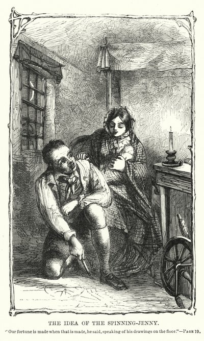 Ideen om spinning-jenny (gravering) av Charles Altamont Doyle