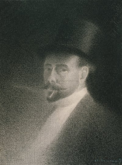 Selvportrett, 1892 (Conté fargestift på hvitt lagt papir om bord) av Charles Angrand