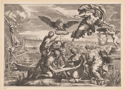 Allegori om den fremmede regelen med Geografia og Jupiter av Charles Audran