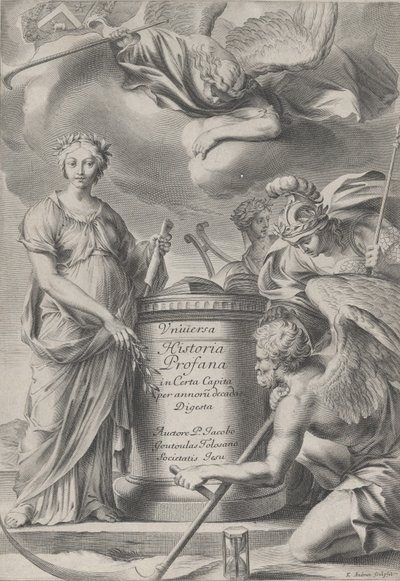 Frontispice for Vnuiersa Historia Profana, ca. 1630-70. av Charles Audran