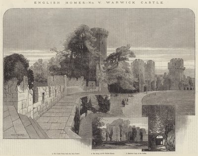 English Homes, Warwick Castle gravering av Charles Auguste Loye