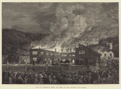 Brann ved Lanhydrock House, setet til Lord Robartes, nær Bodmin av Charles Auguste Loye