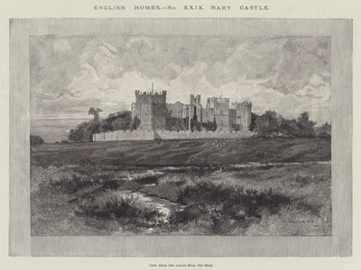 Raby Castle, utsikt fra feltene nær veien av Charles Auguste Loye