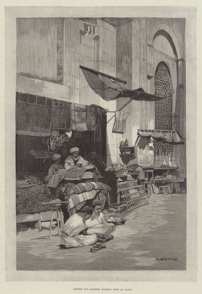 Sal- og selemakerbutikk i Kairo av Charles Auguste Loye