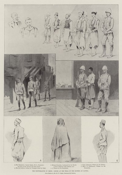 Forstyrrelsene på Kreta, scener ved rettssaken mot opprørerne i Candia av Charles Auguste Loye
