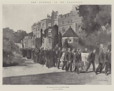 Begravelsen til Mr Gladstone, prosesjonen som forlater Hawarden Castle av Charles Auguste Loye