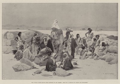 Den nubiske handelsruten fra Korosko til Abu Hamed, stans av en karavane av arabere og Bishareen av Charles Auguste Loye