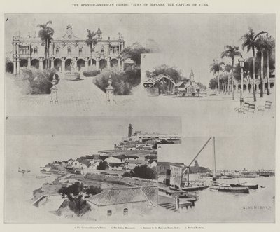 Den spansk-amerikanske krisen, utsikt over Havana, Cubas hovedstad av Charles Auguste Loye