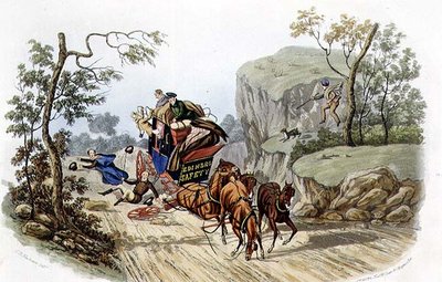 "Ulykker vil skje med de best utnevnte trenerne!", gravert av R.G. Reeve (fl.1811-37) pub. av Thomas McLean av Charles B. (after) Newhouse