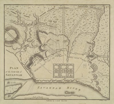 Plan for beleiringen av Savannah, 1796. av Charles Balthazar Julien Févret de Saint-Mémin