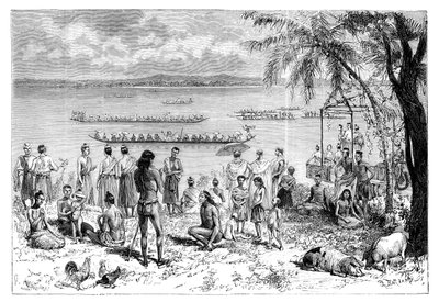Båtracing på Mekong, 1895. av Charles Barbant