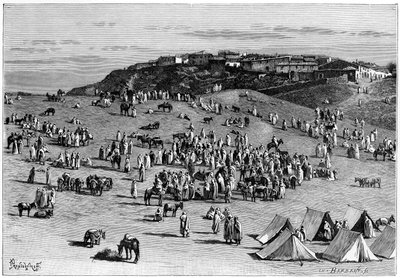 Boghari landsby og marked, c1890 av Charles Barbant