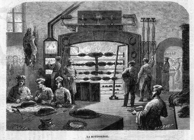 La Rotisserie des cuisines du Palais des Tuileries, i 1864. Gravering av F. Lix og Barbant fra en tegning av Moullin. av Charles Barbant
