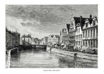 Corn Quay, Gent, Flandern, Belgia, 1879 av Charles Barbant