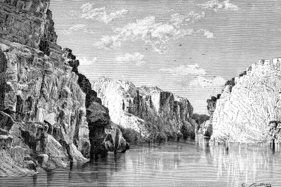 The Gorge of the Marble Rocks, India, 1895. av Charles Barbant