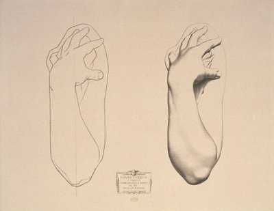 Bent Arm of a Woman, plate 22 fra Cours de Dessin bind I, Modeles dapres la bosse, ca. 1868 av Charles Bargue