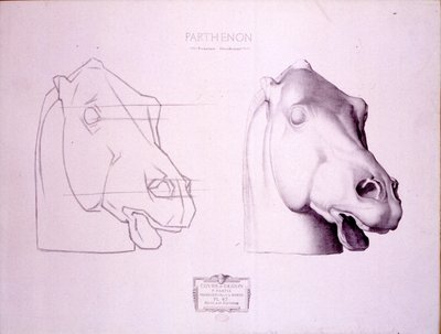 Hestehode fra West Pediment of the Parthenon, plate 47 fra Cours de Dessin, ca. 1898 av Charles Bargue