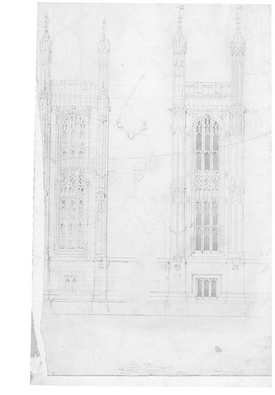 Tegning for Houses of Parliament, ca. 1836-40 (blyant på papir) av Charles Barry