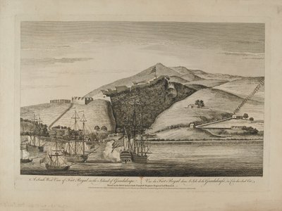 ?A South View of Fort Royal på øya Guadaloupe?, 1759 ca av Charles Benazech