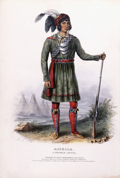Asseola, en Seminole-leder, ca. 1837-1844 (håndferdig fargelitografi) av Charles Bird (after) King