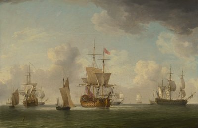 Engelske skip under seil i en veldig lett bris av Charles Brooking