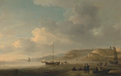 Kysten nær Scheveningen med Fishing Pinks on the Shore av Charles Brooking