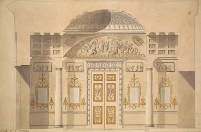 Forhøyning av speilveggen i Jasper-studiet av Agate-paviljongen ved Tsarskoye Selo av Charles Cameron