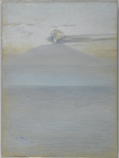 Utsikt over Vesuv: Virkning kl. 11.25, 21. desember 1913 (pastell på gråblått vevd papir) av Charles Caryl Coleman
