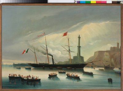 Ankomsten til Genova av dampbåten Cagliari av Charles Cheri Dubreuil