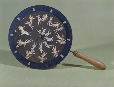 Phenakisticope med et kjerubdesignkort, 1835 av Charles Chevalier