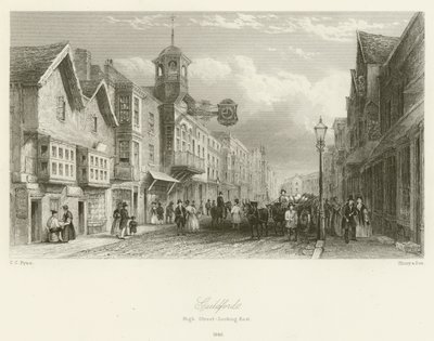 Guildford, High Street, med utsikt mot øst, 1840 av Charles Claude Pyne
