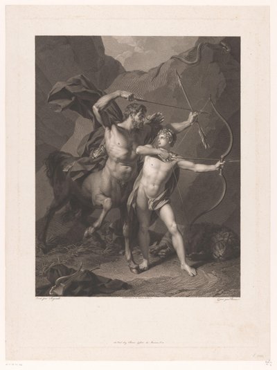 Chiron lærer Achilles bueskyting av Charles Clément Bervic